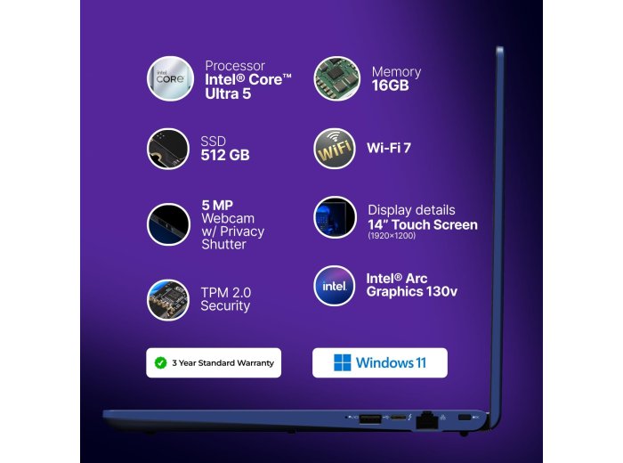 dynabook Portégé Z40L-N 14" WUXGA Touchscreen Ultra-Light Business Laptop, Intel Core Ultra 5 226V, 16GB LPDDR5X, 512GB PCIe SSD, Windows 11 Pro, Wi-Fi 7, Thunderbolt 4, 5MP Webcam, 2.11lb